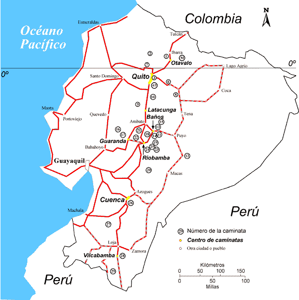 MAPA - UBICACION DE LAS CAMINATAS